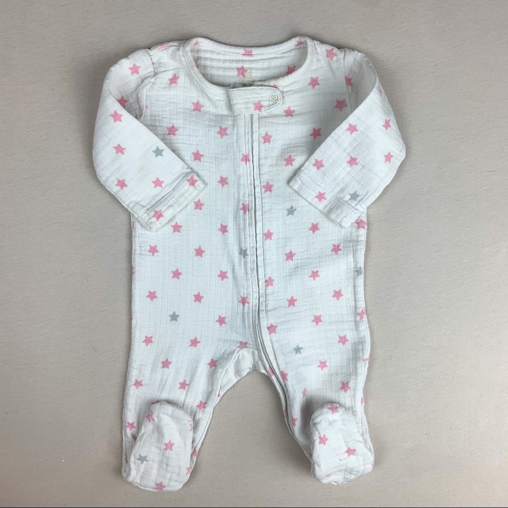 Aden + Anais Star Zip Muslin Footie in Pink